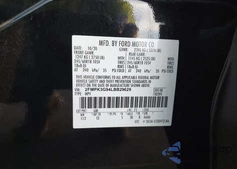 2020 Ford Edge Se z USA, uszkodzony, nr VIN 2FMPK3G94LBB29629